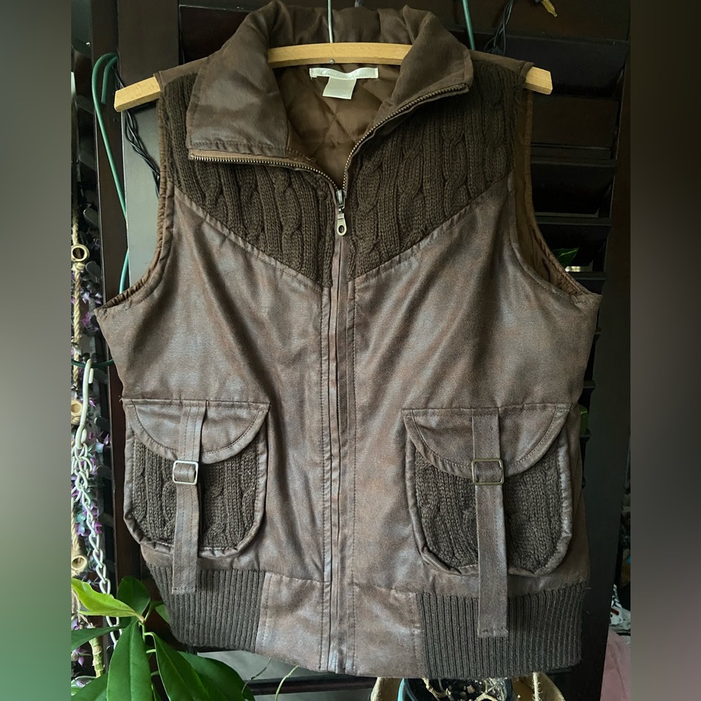 Charlotte Russe faux leather quilted vest with 2deep pockets to hold your phone